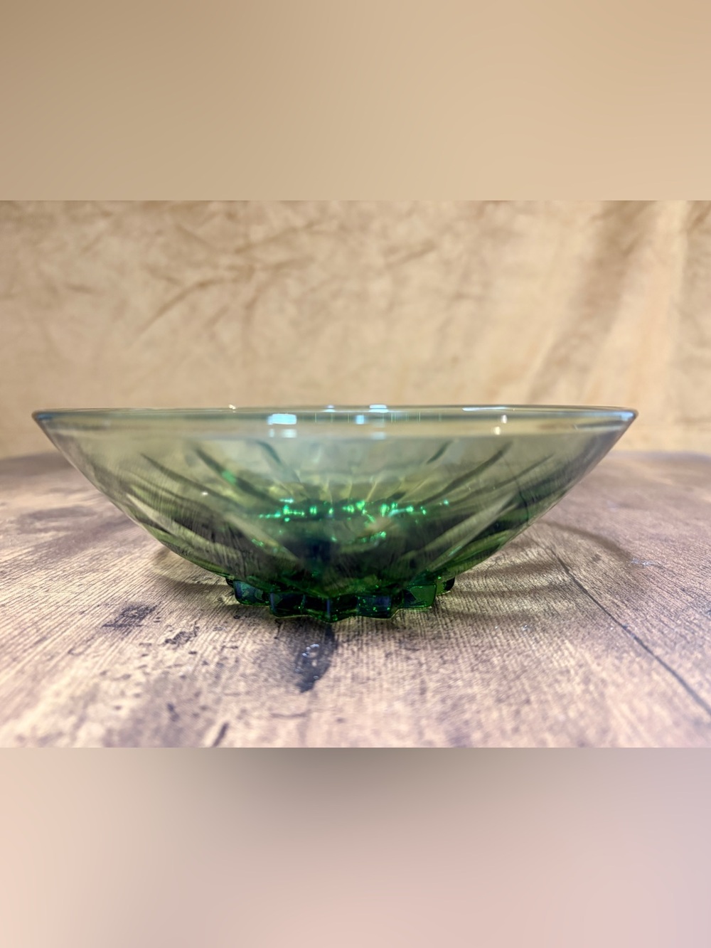 Vintage Green Pressed Glass Decorative Bowl - Home Art